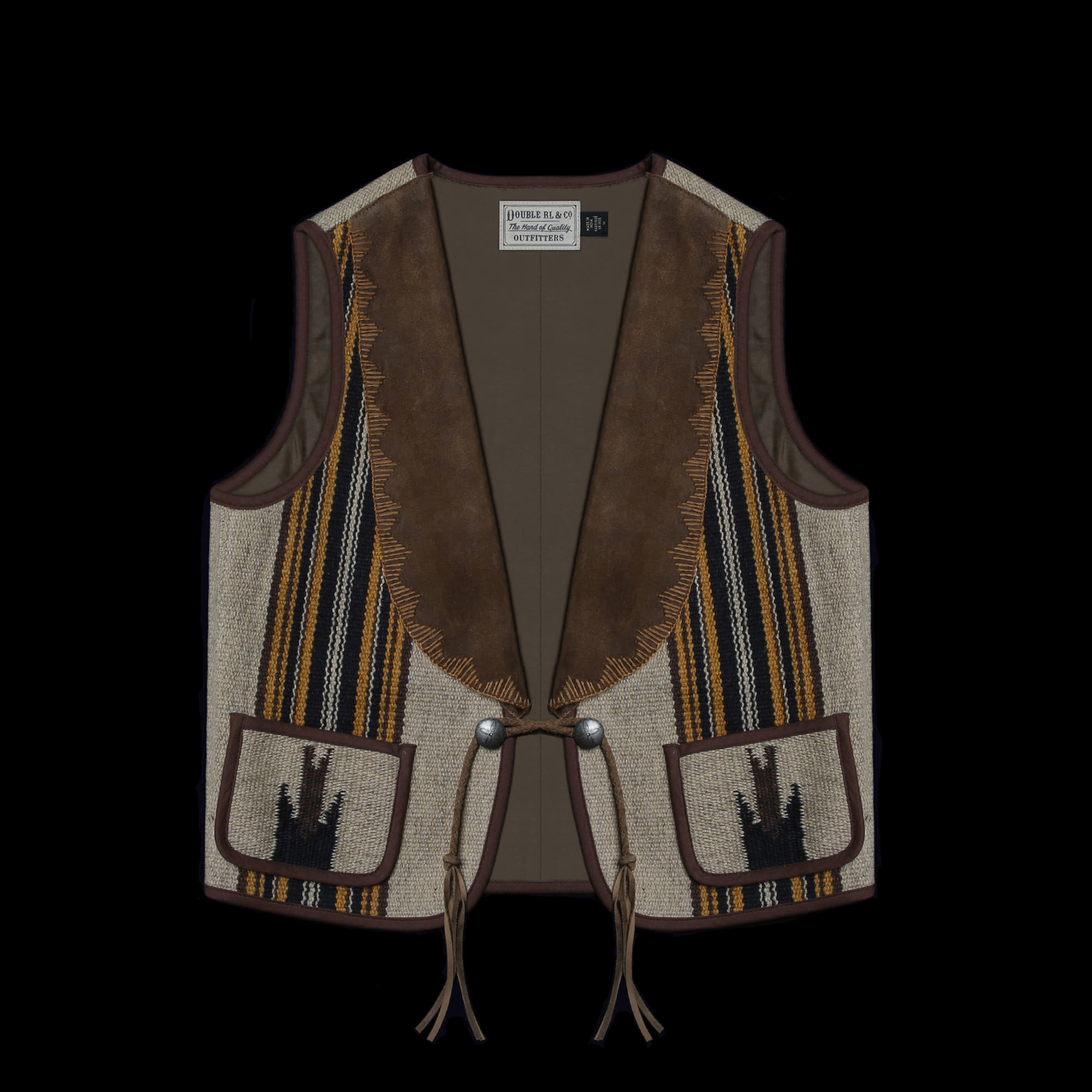 RRLHAND WOVEN LEATHER COLLAR VEST